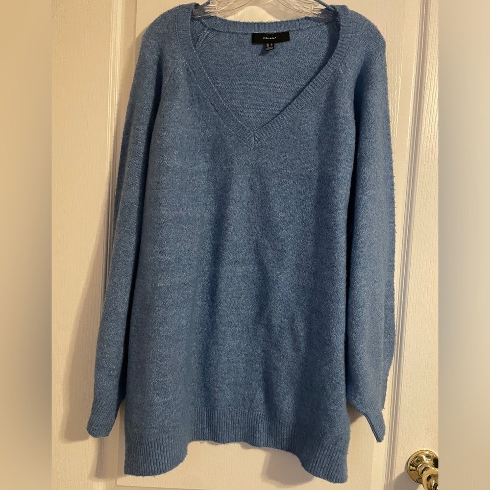 Vero Moda Sweater Womens XL‎ Blue Excellent V-Neck Raglan Sleeve Pullover Knit